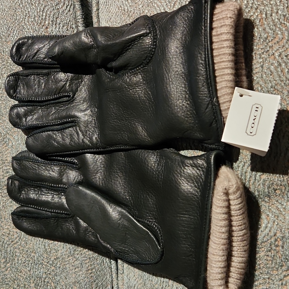 New mens coach deerskin gloves wool lined